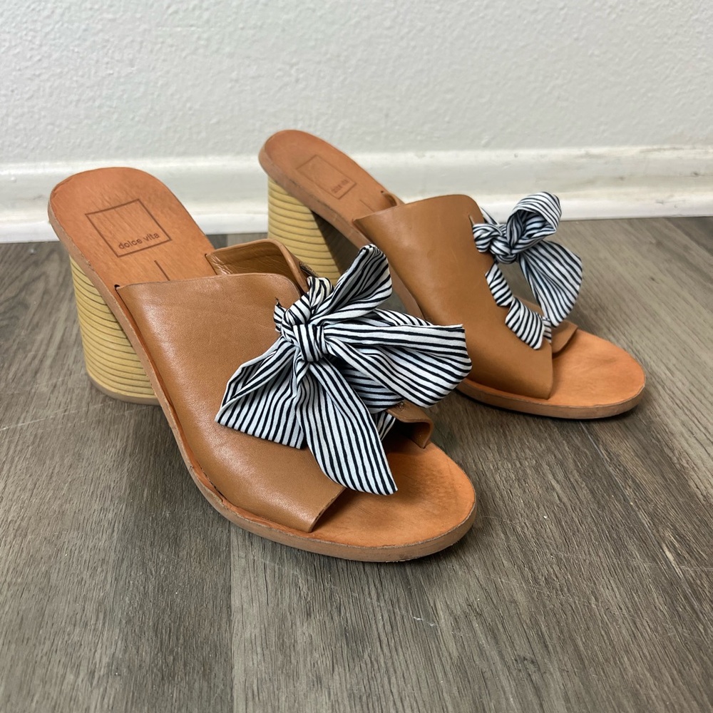 Dolce Vita chunky high heel leather mules EUR 38 US 7.5 super comfy!